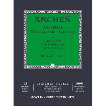 Akvarelpapir, Arches, Grain Fin, CP, 300g, 12 ark Akvarelpapir, Arches, Grain Fin, CP, 300g, 12 ark